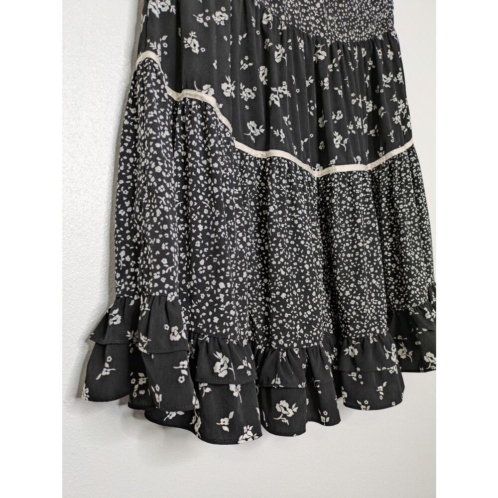 Sweet Baby Jamie Tiered Black Floral Midi Skirt Size XS - Picture 3 of 8